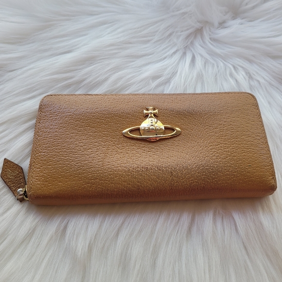 Vivienne Westwood Orb Brown Leather Zip-Around Long Wallet - Picture 15 of 17